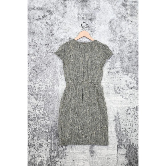 Narciso Rodriguez Dress Womens Raw Silk Cap Sleeve Illusion Sheath Size 40 US 4 - Picture 3 of 5